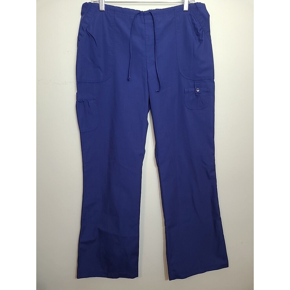 White Cross Womens Blue Tie Scrubs Pockets Size Medium